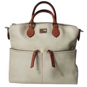 Dooney & Bourke Dillen Pebbled Leather Double Pocket Satchel Cream